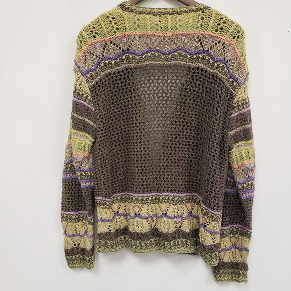 Vintage Sigrid Sport Women Y2K Fairy Crochet Cardigan Size L Phoebe Floral Artsy - Picture 3 of 10